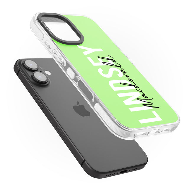 iPhone 16 Pro Max Personalised Bold Name: Lime Black Impact Phone Case