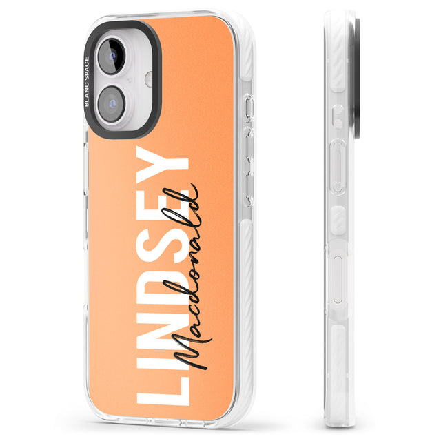 iPhone 16 Pro Max Personalised Bold Name: Peach Black Impact Phone Case