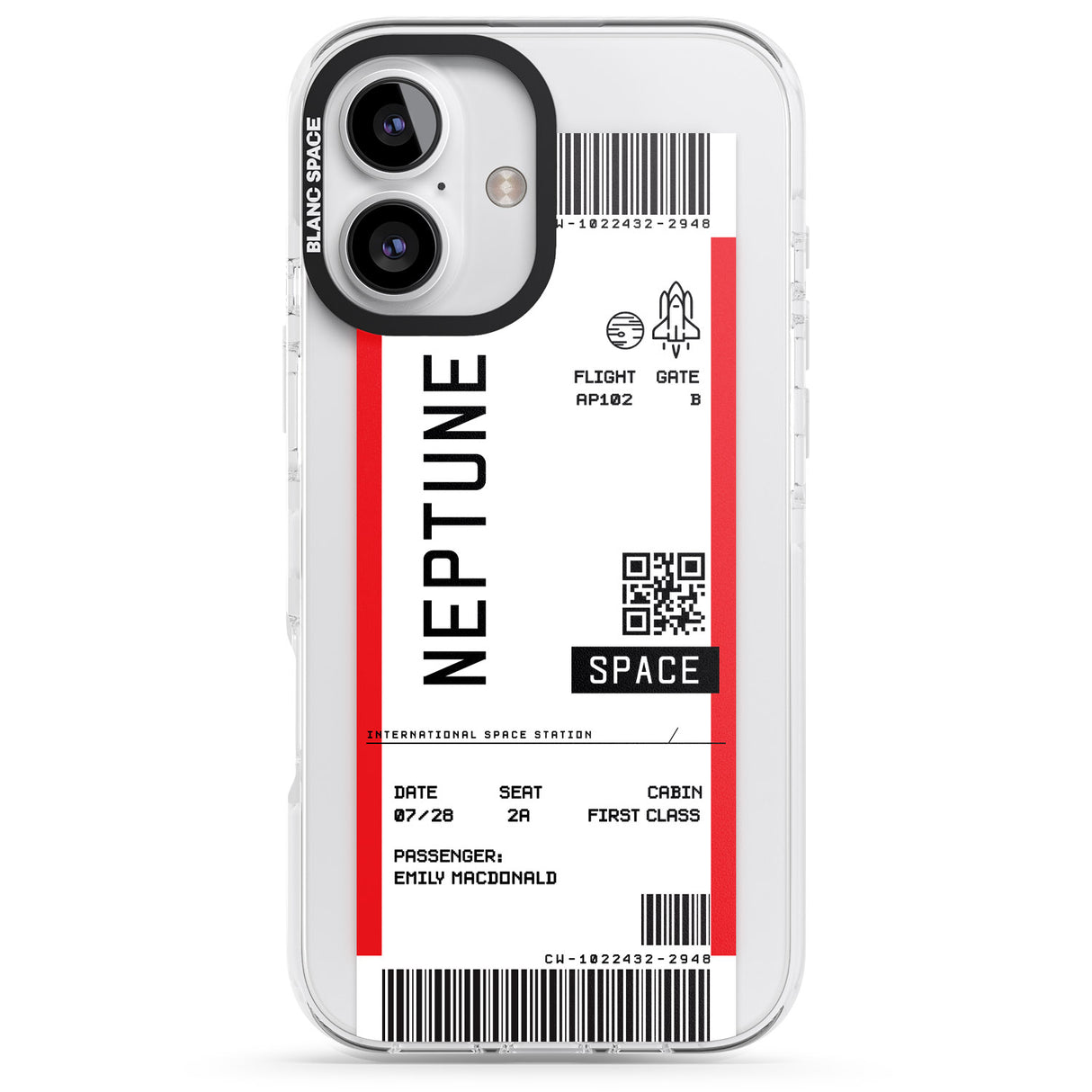 iPhone 16 Pro Max Personalised Neptune Space Travel Ticket Black Impact Phone Case