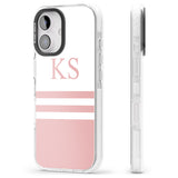 iPhone 16 Pro Max Personalised Minimal Pink Stripes & Initials Black Impact Phone Case