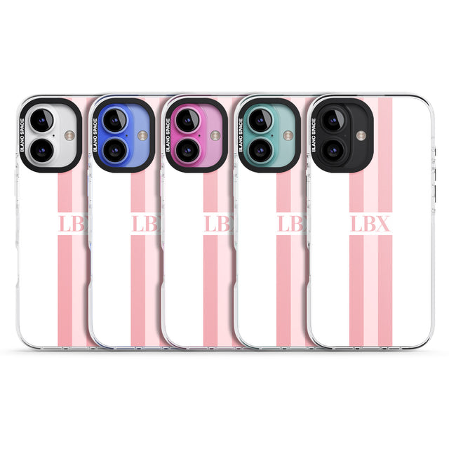 iPhone 16 Pro Max Personalised Minimal Pink Stripes Black Impact Phone Case