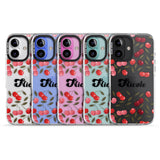 iPhone 16 Pro Max Personalised Cherry Pattern Black Impact Phone Case + Magsafe