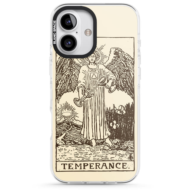 iPhone 16 Pro Max Personalised Temperance Tarot Card - Solid Cream Black Impact Phone Case