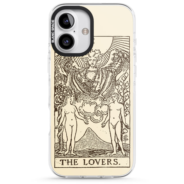 iPhone 16 Pro Max Personalised The Lovers Tarot Card - Solid Cream Black Impact Phone Case