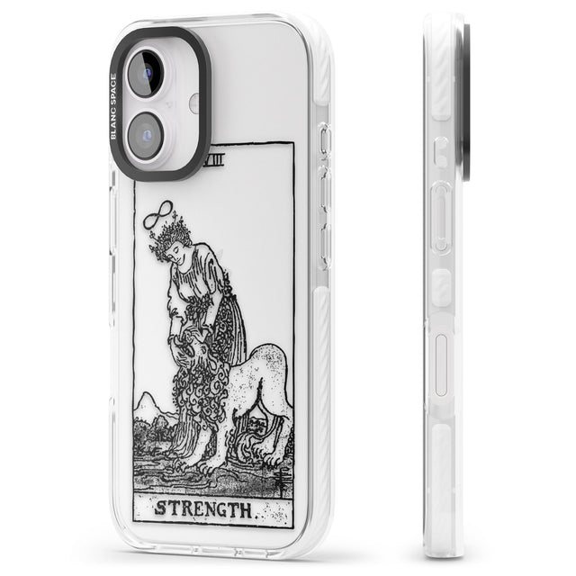 iPhone 16 Pro Max Personalised Strength Tarot Card - Transparent Black Impact Phone Case