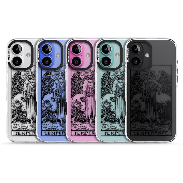 iPhone 16 Pro Max Personalised Temperance Tarot Card - Transparent Black Impact Phone Case