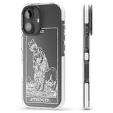 iPhone 16 Pro Max Personalised Strength Tarot Card - White Transparent Black Impact Phone Case