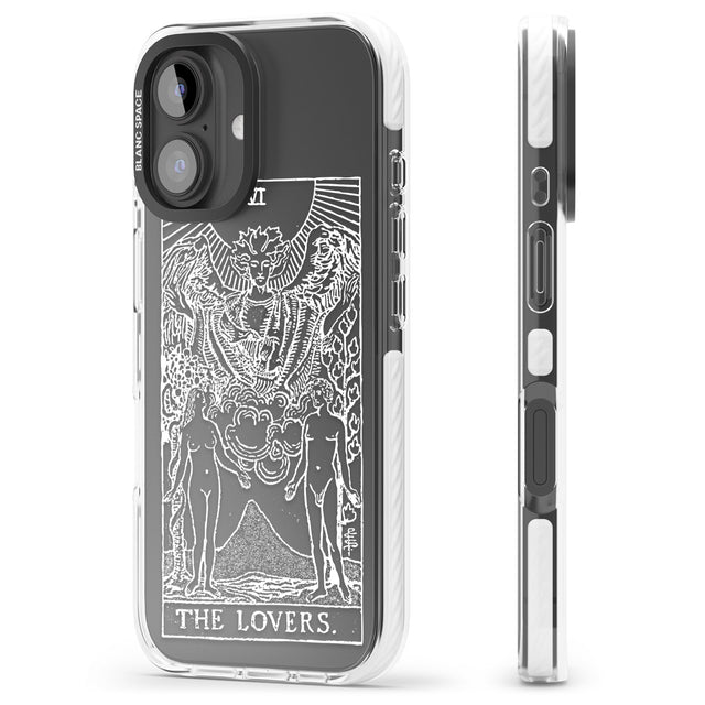 iPhone 16 Pro Max Personalised The Lovers Tarot Card - White Transparent Black Impact Phone Case