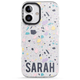 iPhone 16 Pro Max Personalised Terrazzo - Pink, Purple, Blue Black Impact Phone Case