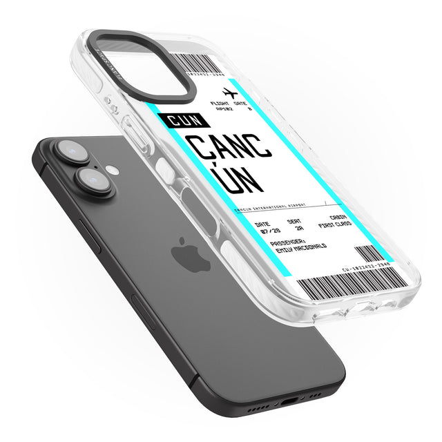 iPhone 16 Pro Max Personalised Cancún Boarding Pass Black Impact Phone Case