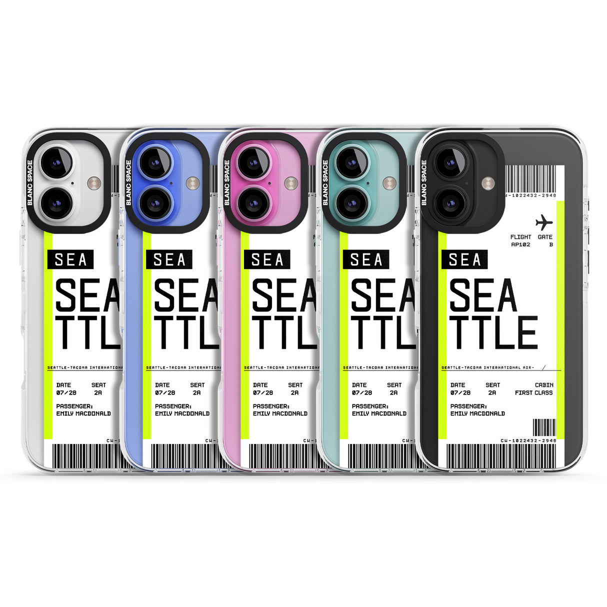 iPhone 16 Pro Max Personalised Seattle Boarding Pass Black Impact Phone Case