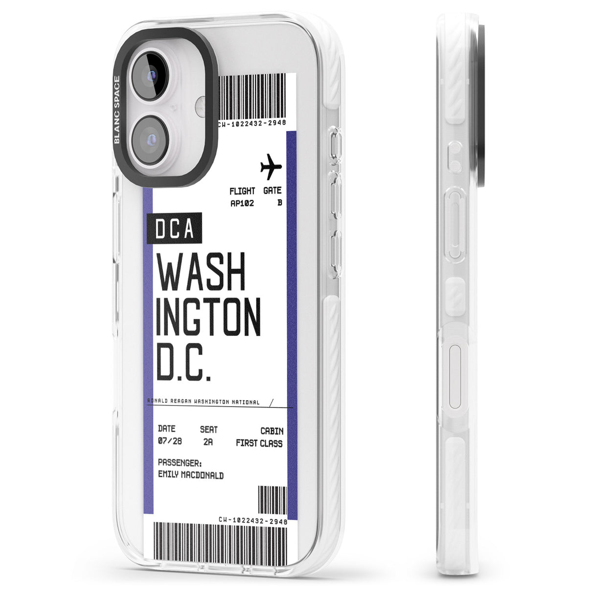 iPhone 16 Pro Max Personalised Washington D.C. Boarding Pass Black Impact Phone Case