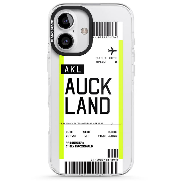 iPhone 16 Pro Max Personalised Auckland Boarding Pass Black Impact Phone Case