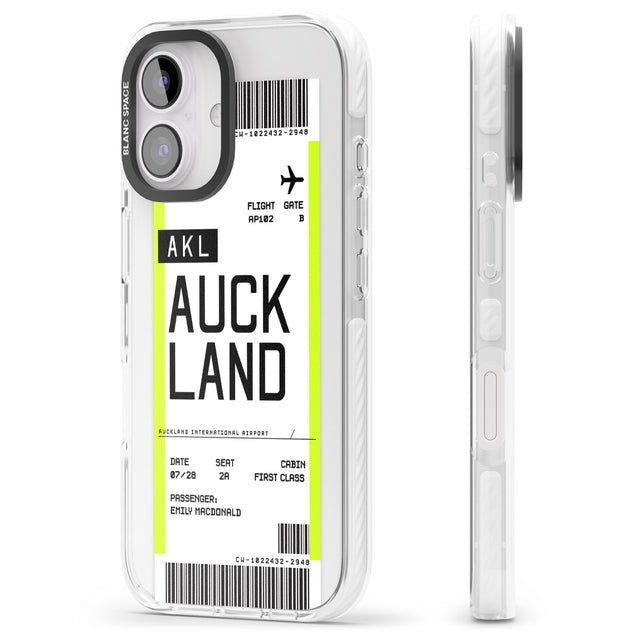 iPhone 16 Pro Max Personalised Auckland Boarding Pass Black Impact Phone Case