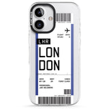 iPhone 16 Pro Max Personalised London Boarding Pass Black Impact Phone Case