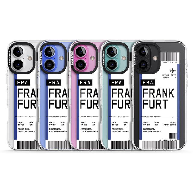 iPhone 16 Pro Max Personalised Frankfurt Boarding Pass Black Impact Phone Case