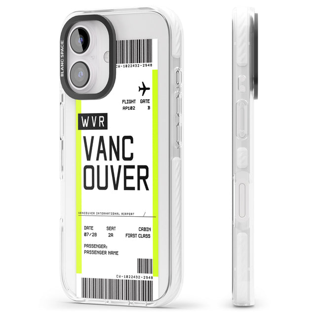 iPhone 16 Pro Max Personalised Vancouver Boarding Pass Black Impact Phone Case