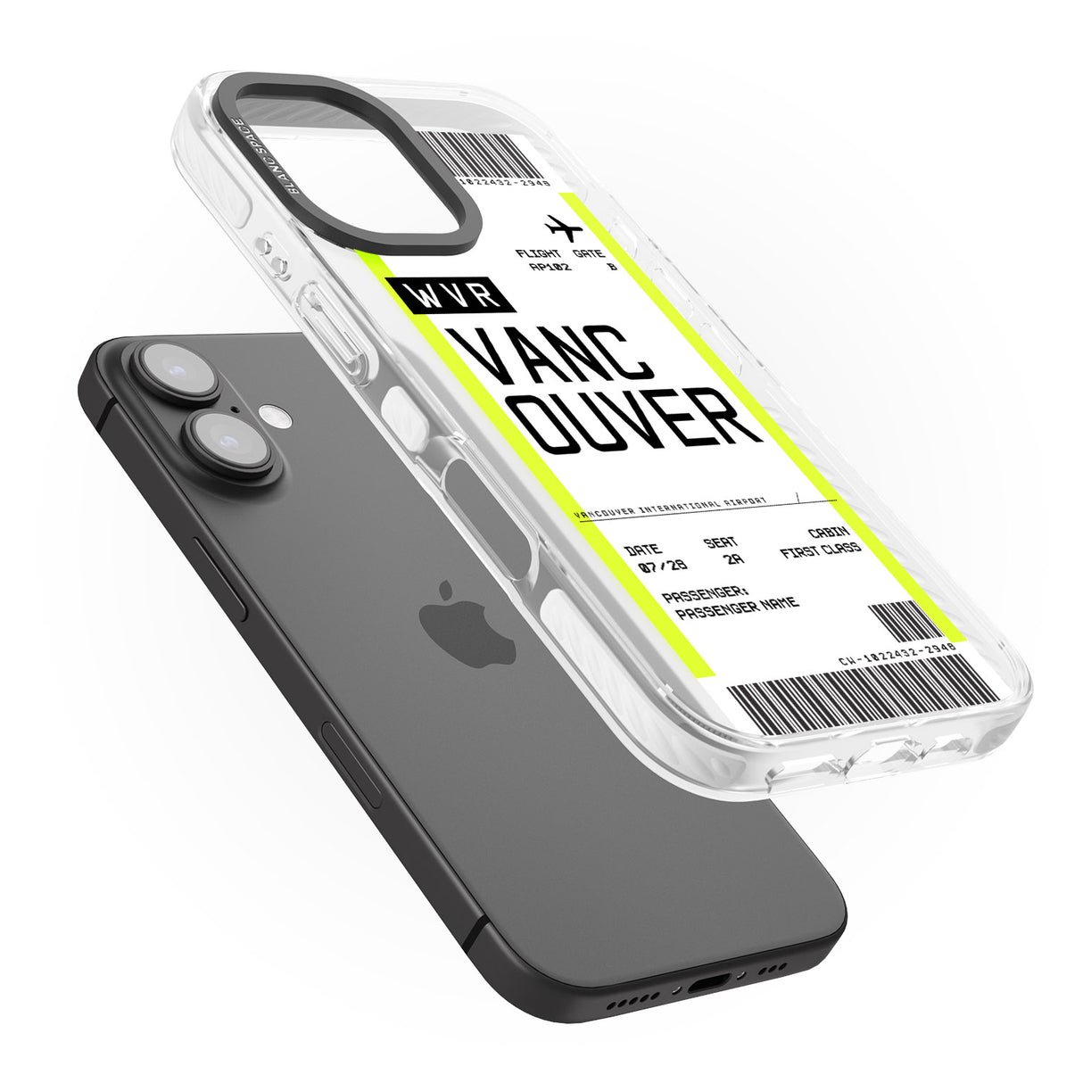 iPhone 16 Pro Max Personalised Vancouver Boarding Pass Black Impact Phone Case