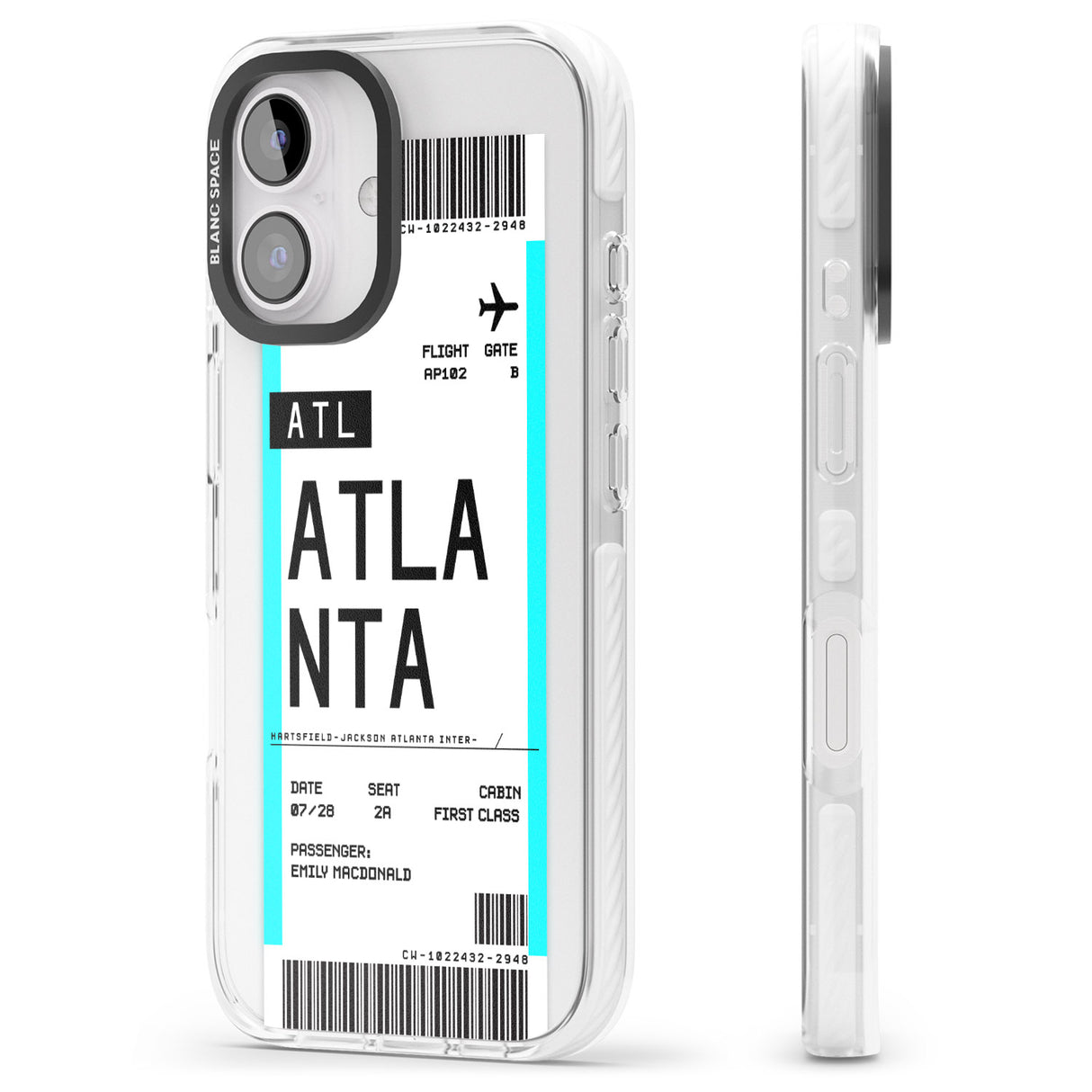 iPhone 16 Pro Max Personalised Atlanta Boarding Pass Black Impact Phone Case