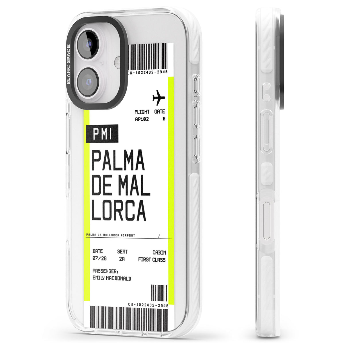 iPhone 16 Pro Max Personalised Palma De Mallorca Boarding Pass Black Impact Phone Case