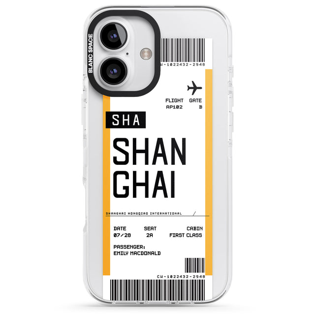 iPhone 16 Pro Max Personalised Shangai Boarding Pass Black Impact Phone Case