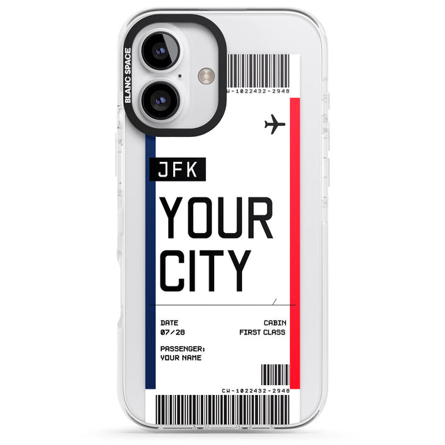 iPhone 16 Pro Max Personalised Create Your Own Boarding Pass Ticket Black Impact Phone Case