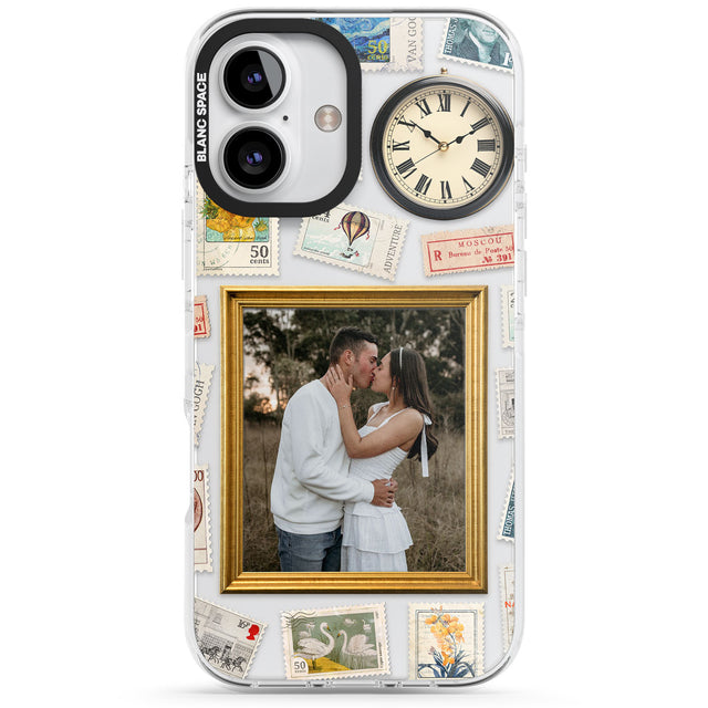 Personalised Vintage Photo Frame Collage Impact Phone Case for iPhone 16, iPhone 16 Plus