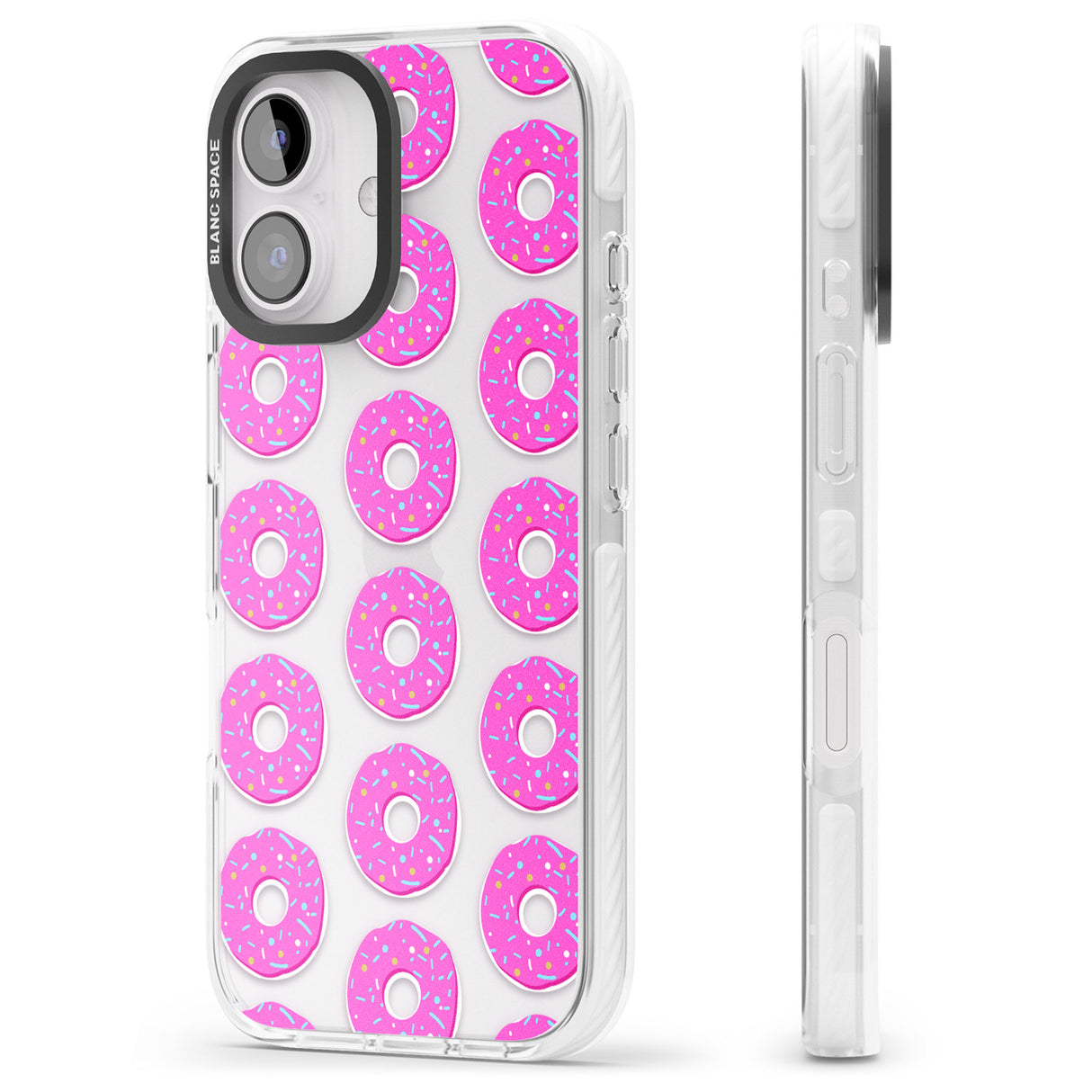 iPhone 16 Pro Max Pink Donut Pattern Black Impact Phone Case