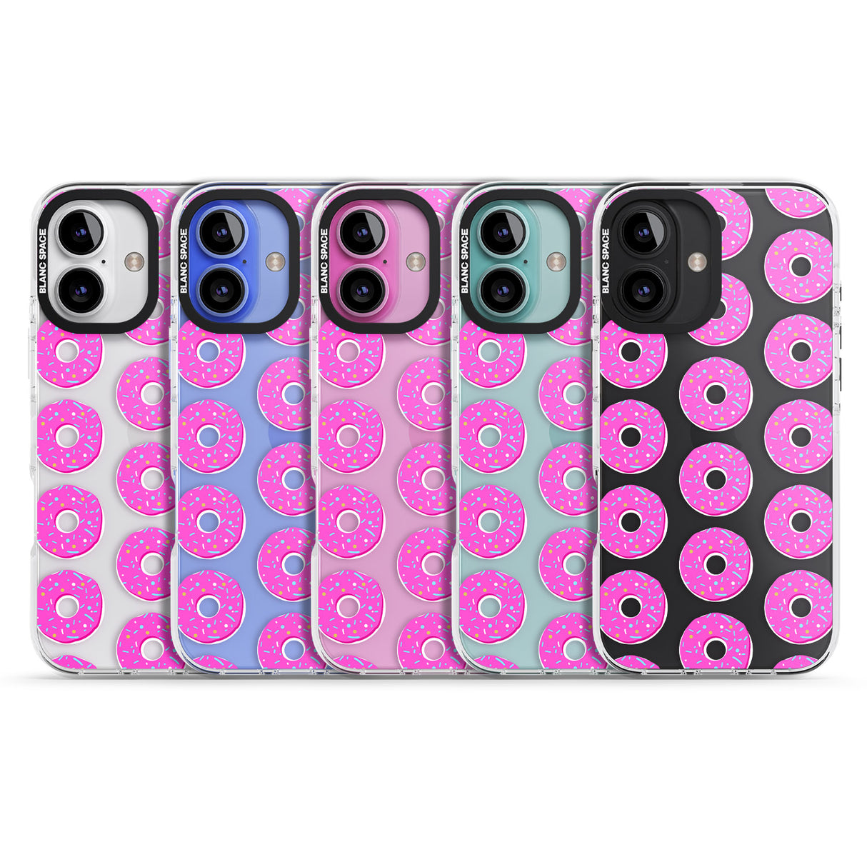 iPhone 16 Pro Max Pink Donut Pattern Black Impact Phone Case