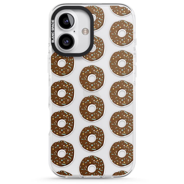 iPhone 16 Pro Max Chocolate Donut Pattern Black Impact Phone Case