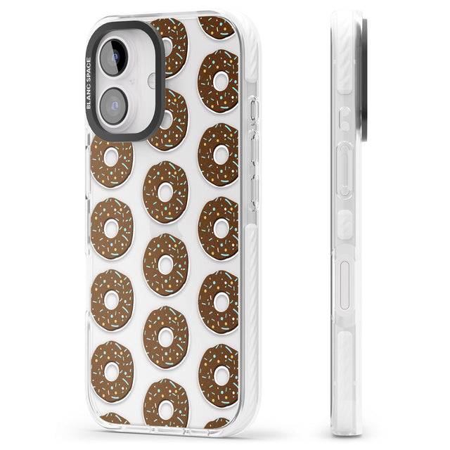 iPhone 16 Pro Max Chocolate Donut Pattern Black Impact Phone Case