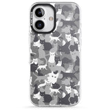 iPhone 16 Pro Max Dark Grey Cat Camouflage Pattern Black Impact Phone Case