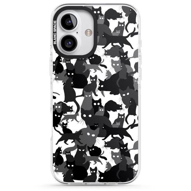 iPhone 16 Pro Max Black & White Cat Camouflage Black Impact Phone Case