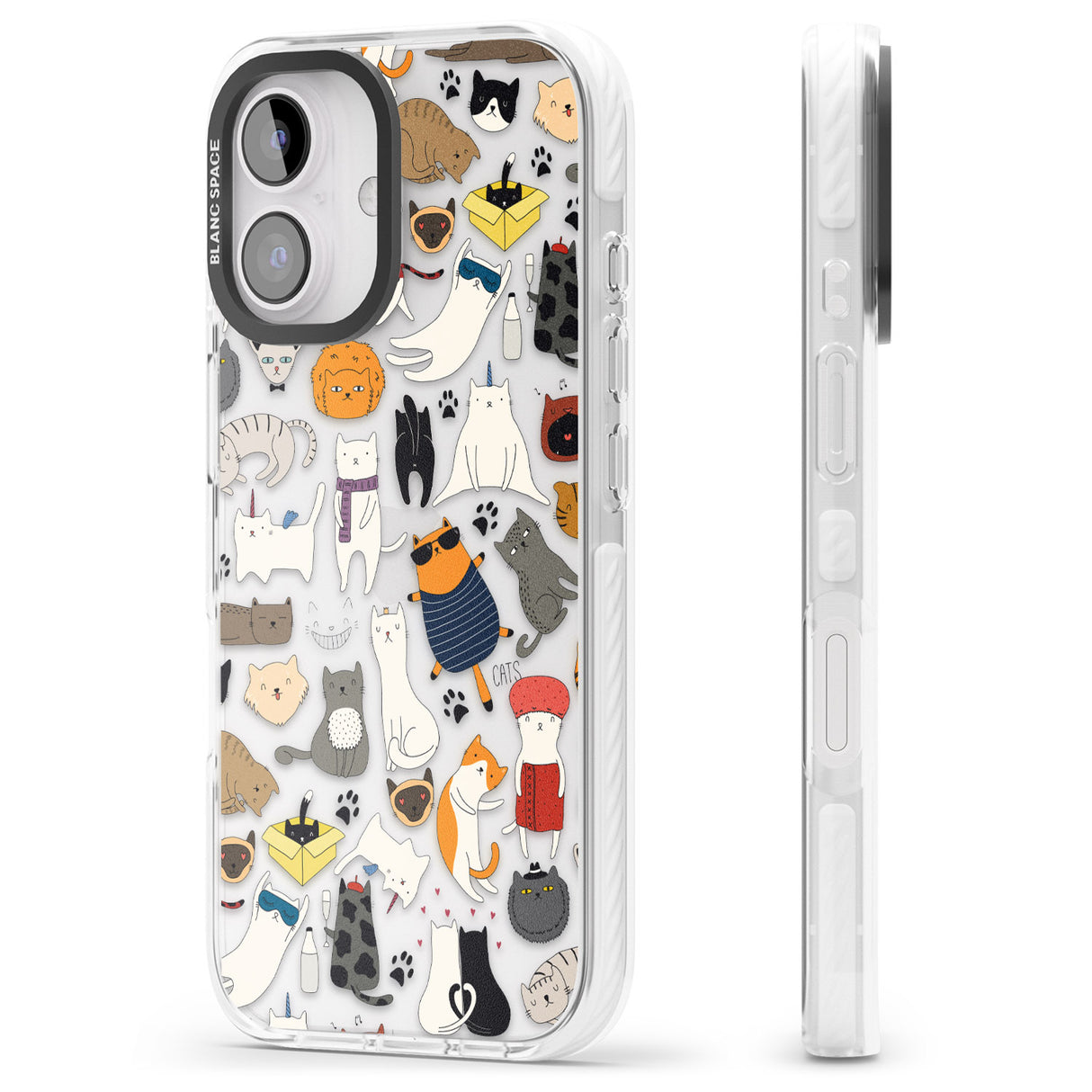 iPhone 16 Pro Max Cartoon Cat Collage Black Impact Phone Case