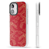 iPhone 16 Pro Max Red and Gold Dragon Pattern Black Impact Phone Case