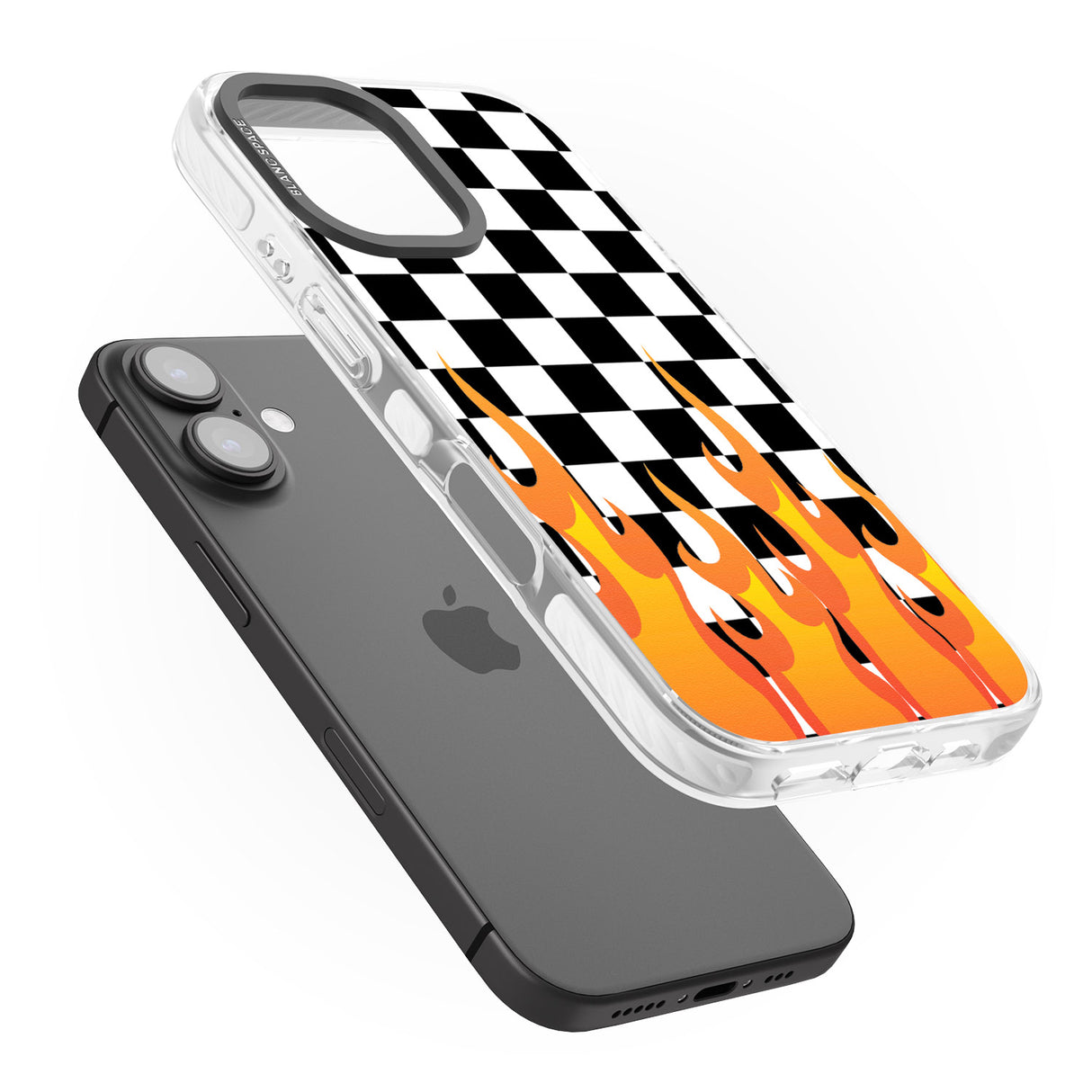 iPhone 16 Pro Max Checkered Fire Black Impact Phone Case