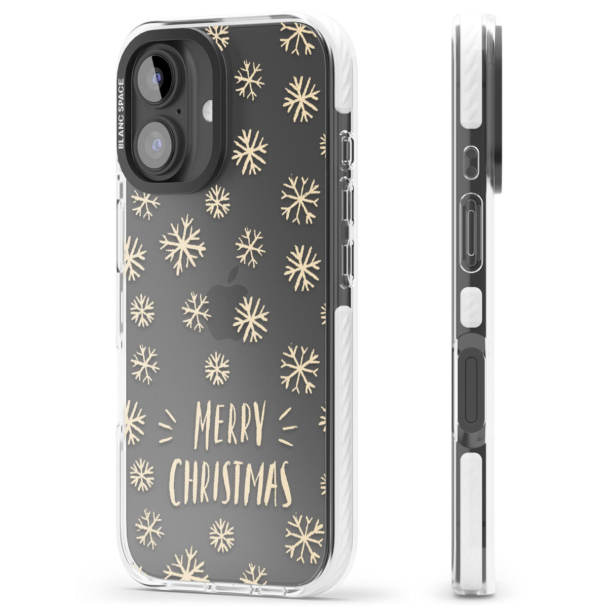 iPhone 16 Pro Max Christmas Snowflake Pattern Black Impact Phone Case