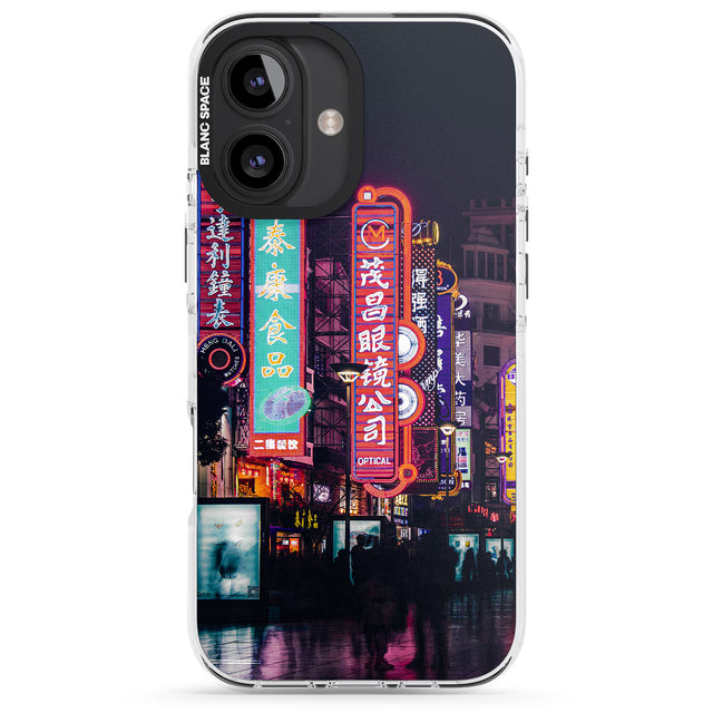 iPhone 16 Pro Max Busy Street - Neon Cities Photographs Black Impact Phone Case