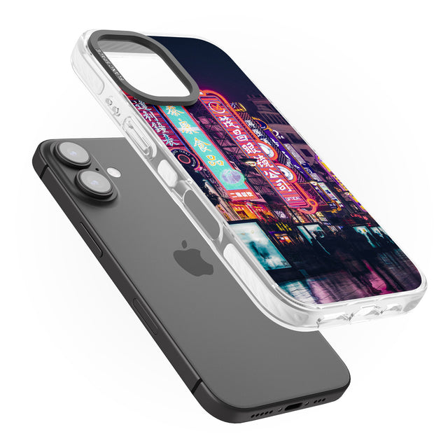 iPhone 16 Pro Max Busy Street - Neon Cities Photographs Black Impact Phone Case