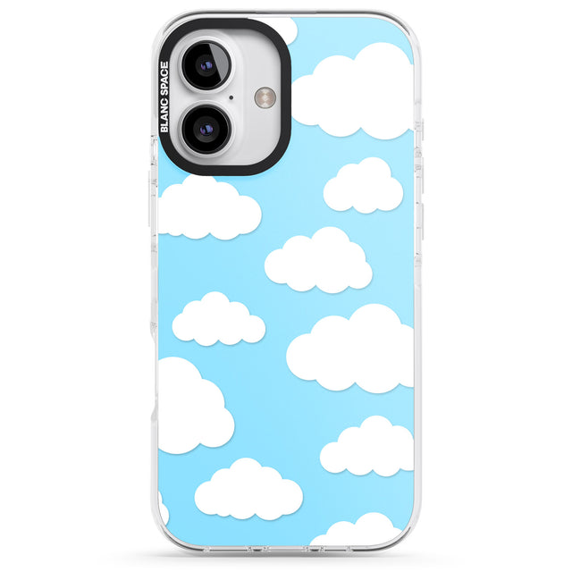 iPhone 16 Pro Max Blue Sky & Clouds Pattern Clear Impact Phone Case + Magsafe