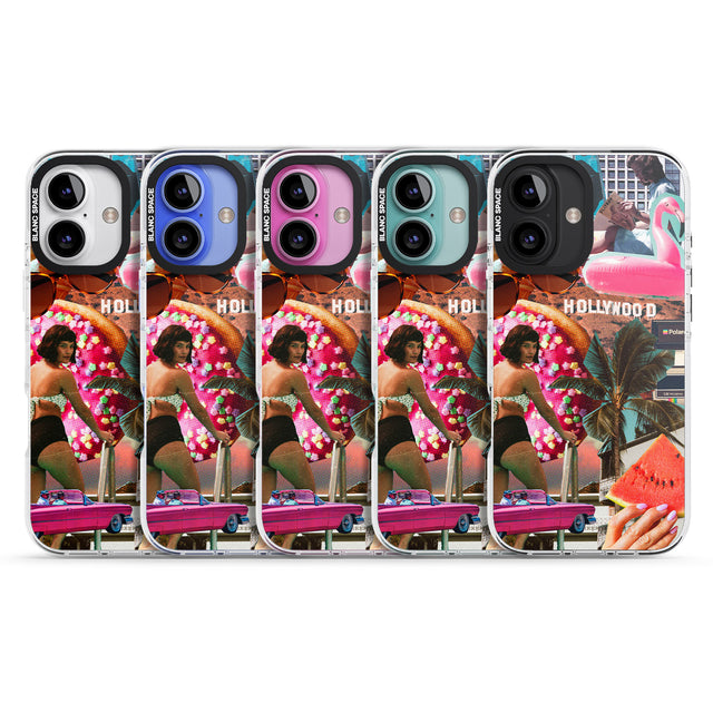 iPhone 16 Pro Max Vintage Collage: Hollywood Mix Black Impact Phone Case