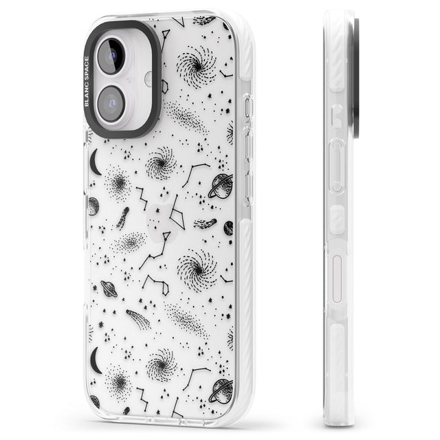 iPhone 16 Pro Max Mixed Galaxy Pattern Black Impact Phone Case