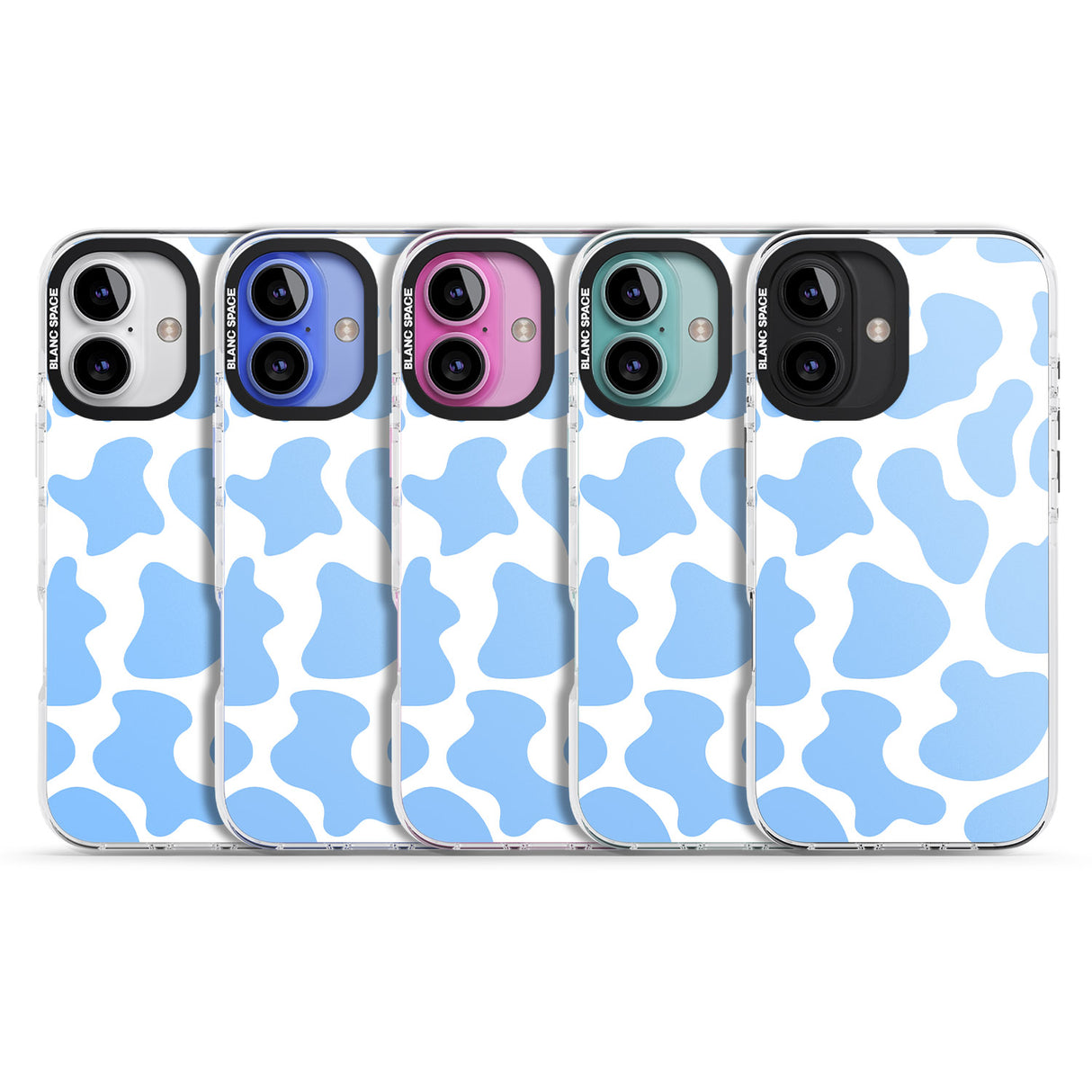 iPhone 16 Pro Max Blue and White Cow Print Black Impact Phone Case