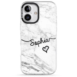 iPhone 16 Pro Max White Marble Black Impact Phone Case