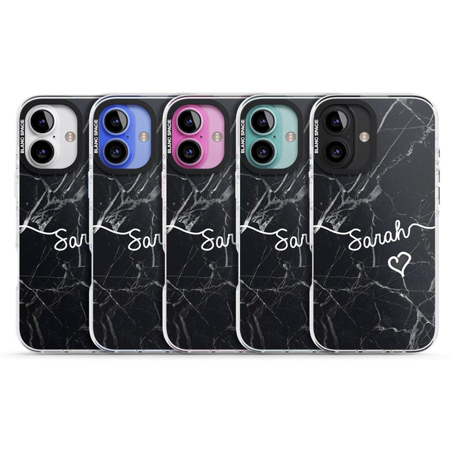 iPhone 16 Pro Max Black Marble Black Impact Phone Case