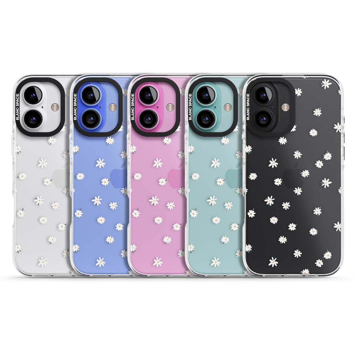 iPhone 16 Pro Max Painted Daises on Transparent Black Impact Phone Case