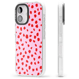 iPhone 16 Pro Max Red on Pink Dalmatian Polka Dot Spots Black Impact Phone Case