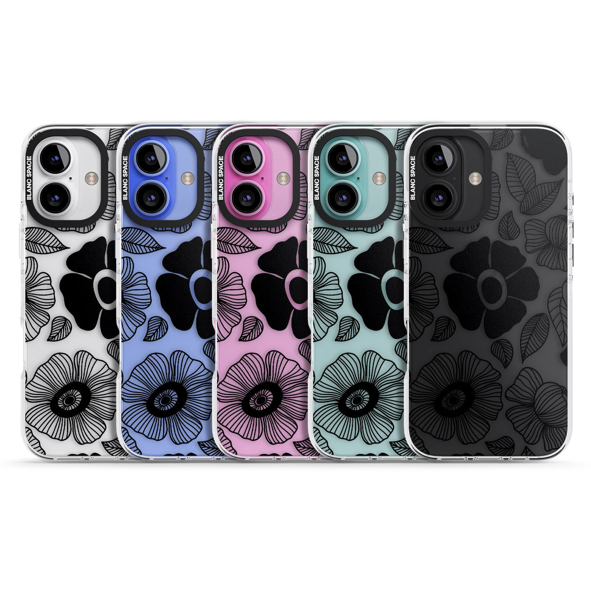 iPhone 16 Pro Max Black Flowers Black Impact Phone Case