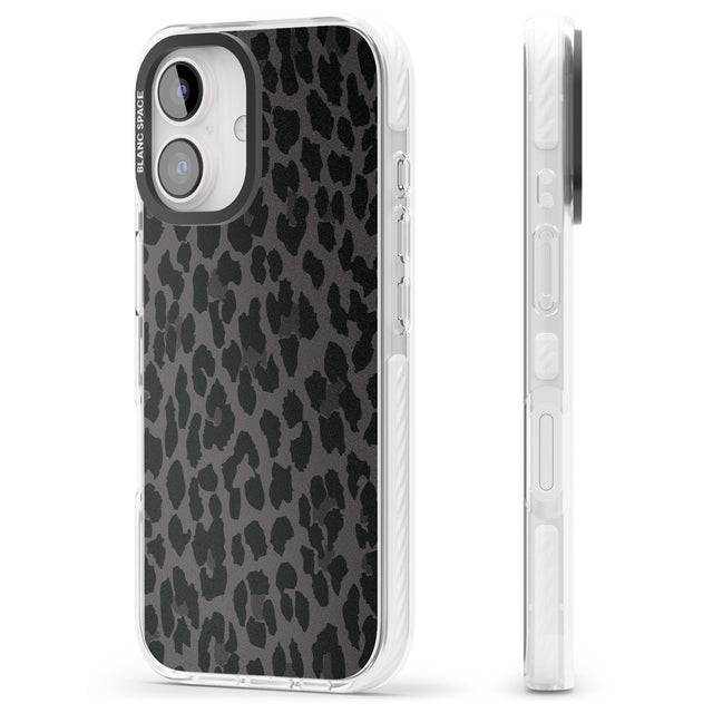 iPhone 16 Pro Max Dark Animal Print Pattern Large Leopard Black Impact Phone Case