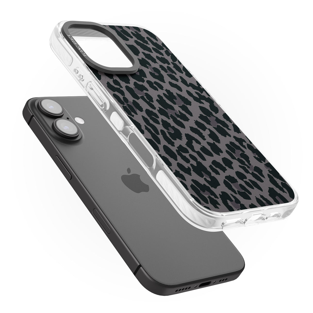 iPhone 16 Pro Max Dark Animal Print Pattern Large Leopard Black Impact Phone Case